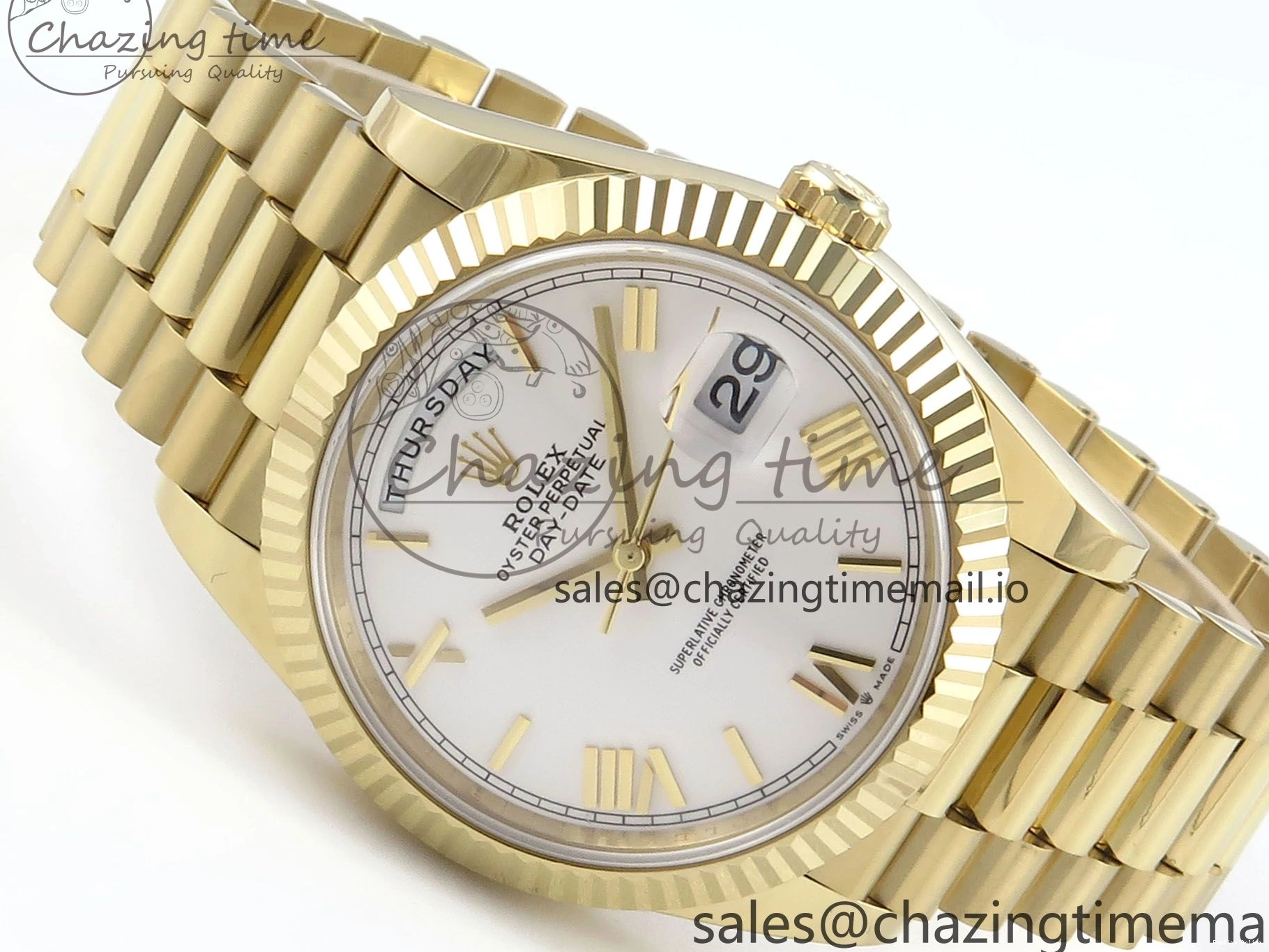 1223 WaterResistant Day Date 40 YG 228238 Noob 1:1 Best Edition White Roman Dial on President Bracelet A2836 (Gain Weight) 795